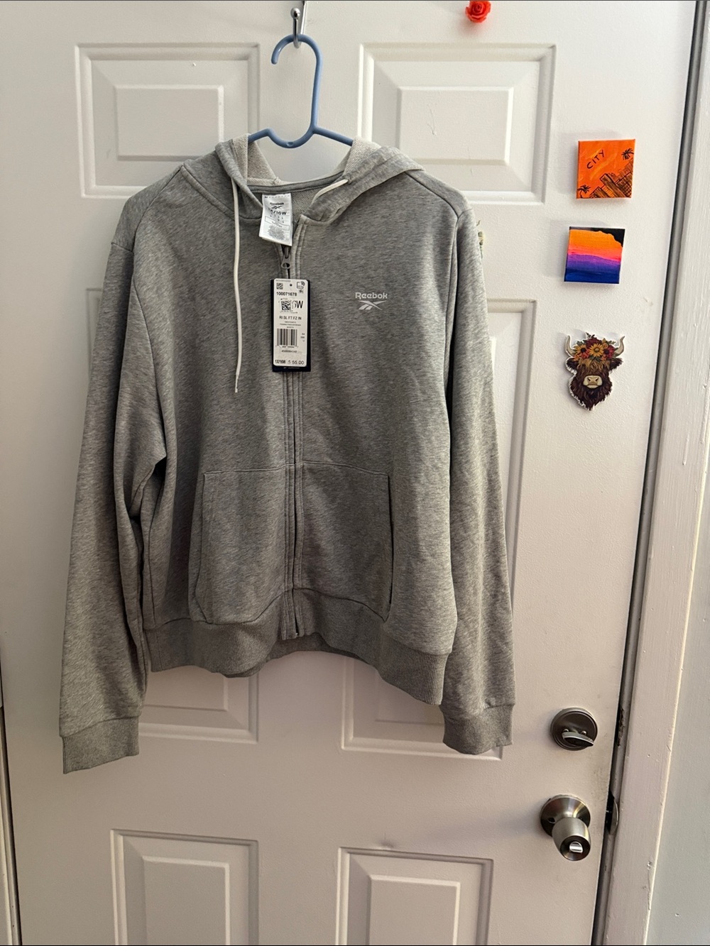 Reebok womens Light Gray Full-Zip Hoodie